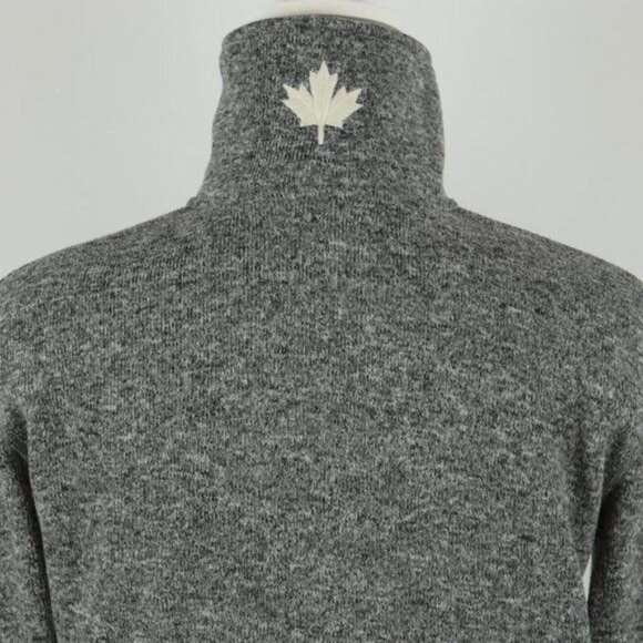 Roots Women's Extra Small Gray Heather 1/4 Zip Fleece Lined Embroidered Pullover - Picture 4 of 10